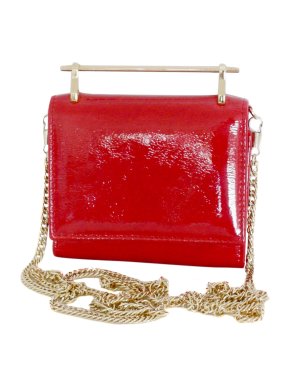 M2Malletier red patent glitter leather wallet on chain