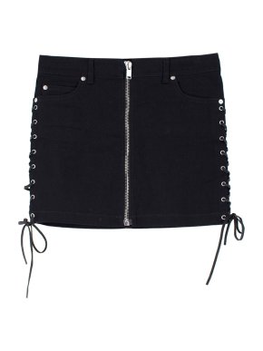 Saint Laurent Denim Lace-Up Mini Skirt
