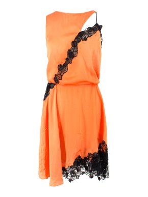 Versace Orange Lace Cut-out Sleeveless Dress
