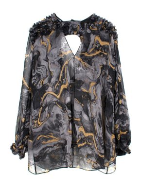 Thomas Wylde Sheer Patterned Silk Blouse
