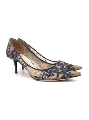 Jimmy Choo Nude Lace Kitten Heels