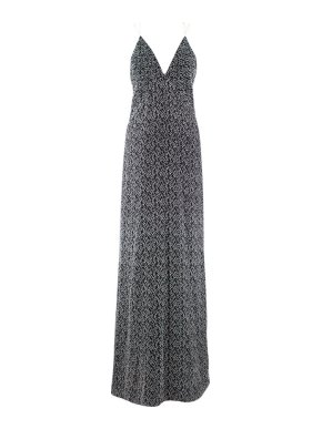 Galvan Black & White Textured Low Back Gown