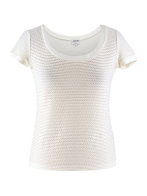 Armani Collezioni White Textured Top