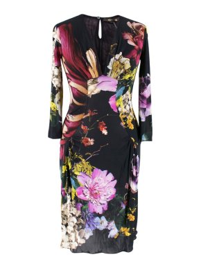 Roberto Cavalli Floral Print Long Sleeve Dress