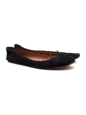 Alaia Black Suede Ballet Flats