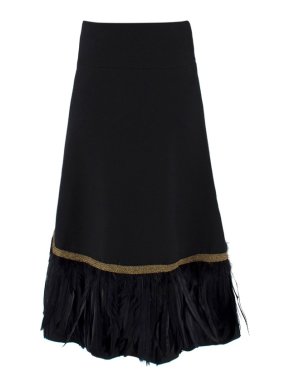 Dolce & Gabbana Wool and Feather Trim Midi Skirt