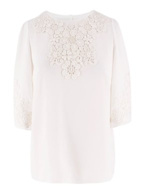 Dolce & Gabbana Cream Embroidered Silk Blouse