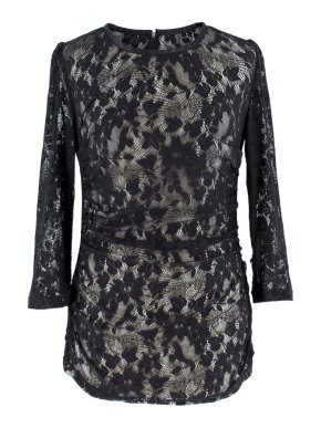 Dolce & Gabbana Sheer Lace Bodycon 3/4 Sleeve Top