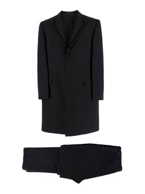 Versace Black and Navy Longline Tailored Suit