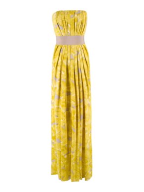 Carolina Herrera Floral Strapless Silk Gown