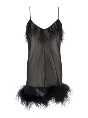 Myla Sheer Black Feather Trim Babydoll