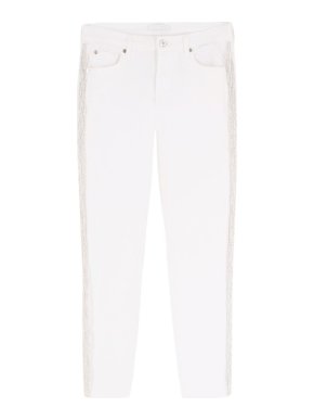 7 For All Mankind White Fringe Embellished Jeans