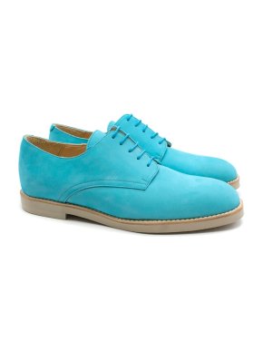 T&F Slack Shoemakers London Handmade Turquoise Derby Shoes