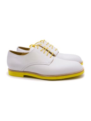 T&F Slack Shoemakers London Handmade White and Yellow Derby Shoes