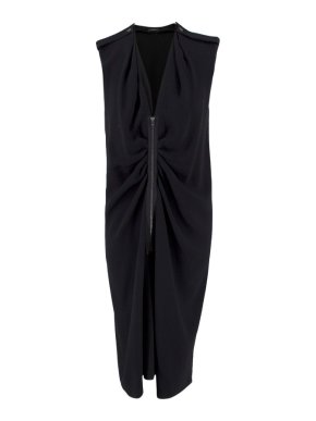 Joseph Black Zip Front Midi Dress