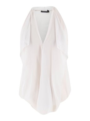 Donna Karen Silk White Draped Top