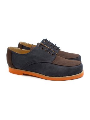 T&F Slack Shoemakers Handmade Nubuck Contrast Navy Lace-Up Shoes