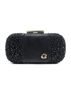 CS Embellished Satin Clutch Bag