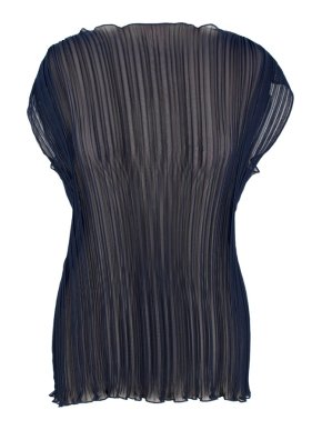 BACK Navy Pleated Top