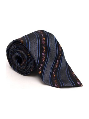 Paul Smith Silk Diagonal Stripe Floral Tie