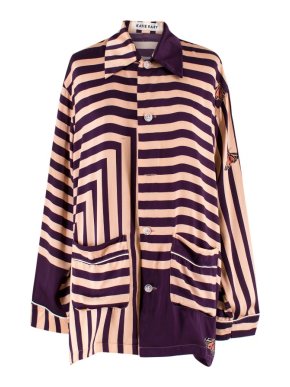 Katie Eary Men's Purple and Gold Striped Shirt