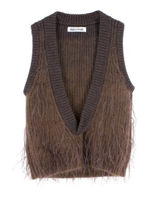 Katie Eary Men's Brown Wool Feathered Vest