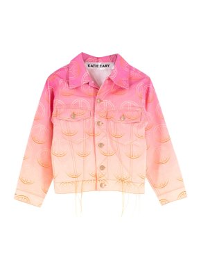 Katie Eary Men's Pink Ombre Peace Symbol Denim Jacket