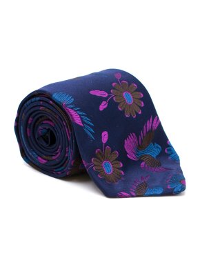 Duchamp Silk Floral & Bird Embroidered Tie