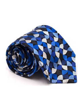 Duchamp Geometric Pattern Blue Silk Tie