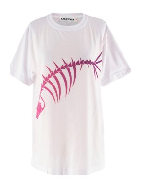 Katie Eary Oversized Ombre Fish Skeleton T-shirt