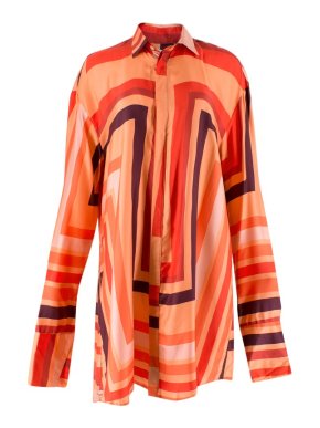 Katie Eary Men's Orange Patterned Silk Shirt
