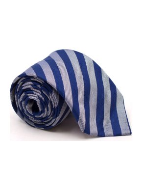 Thomas Pink Blue and Silver Striped Silk Tie