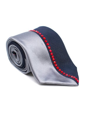 Duchamp Embellished Grey Silk Tie