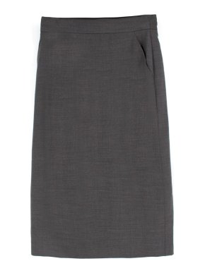 Max Mara Grey Wool-blend Pencil Midi Skirt