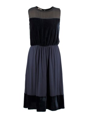 Tomas Maier Blue Velvet Chiffon Dress
