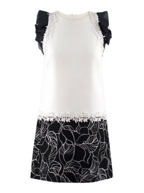 Giambattista Valli Monochrome Floral Embroidered Shift Dress