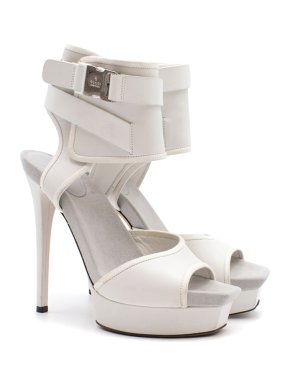 Gucci White Ankle Cuff Platform Sandals