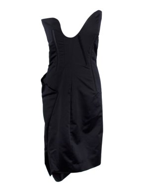 Celine Navy Strapless Silk Asymmetric Corset Dress