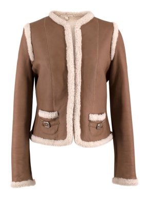 Paule Ka Brown Leather & Shearling Coat
