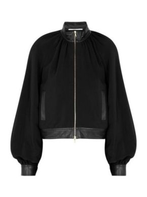 Rosetta Getty Black Faux Leather-Trimmed Jacket