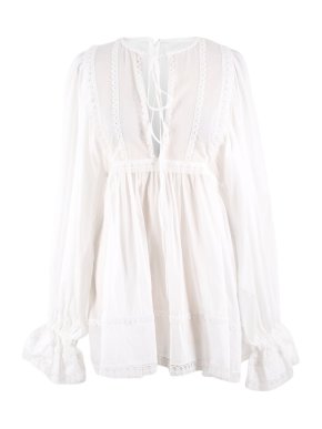 Dolce & Gabbana Lace Trimmed Cotton Blend Mousseline Top