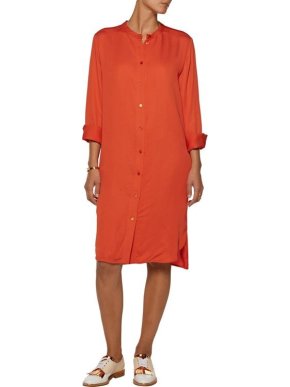 Stella McCartney Orange Silk Shirt Dress
