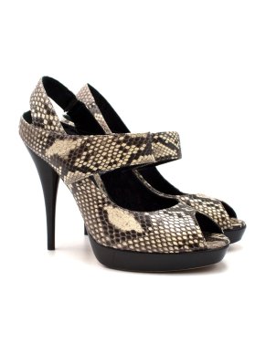 Fendi Snakeskin Platform Peep Toe Sandals