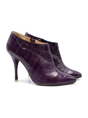 Francesca Mambrini Purple Eel Leather Heeled Boots