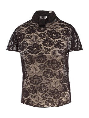 Erdem Brown Sheer Lace Top