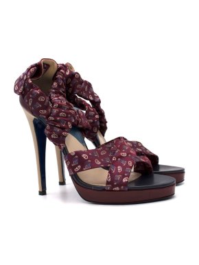 Sutor Mantellassi Bespoke Tie-print Silk High-heeled Sandals