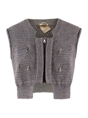 Chloe Wool Grey Cropped Waistcoat