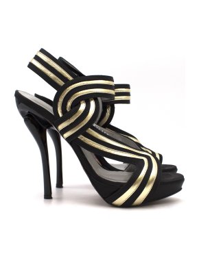 Georgina Goodman Black and Gold Striped Sandals