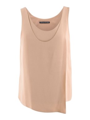 Balenciaga Silk Nude Sleeveless Asymmetric Top