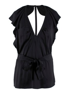 Burberry Silk Frilled Open Back Top